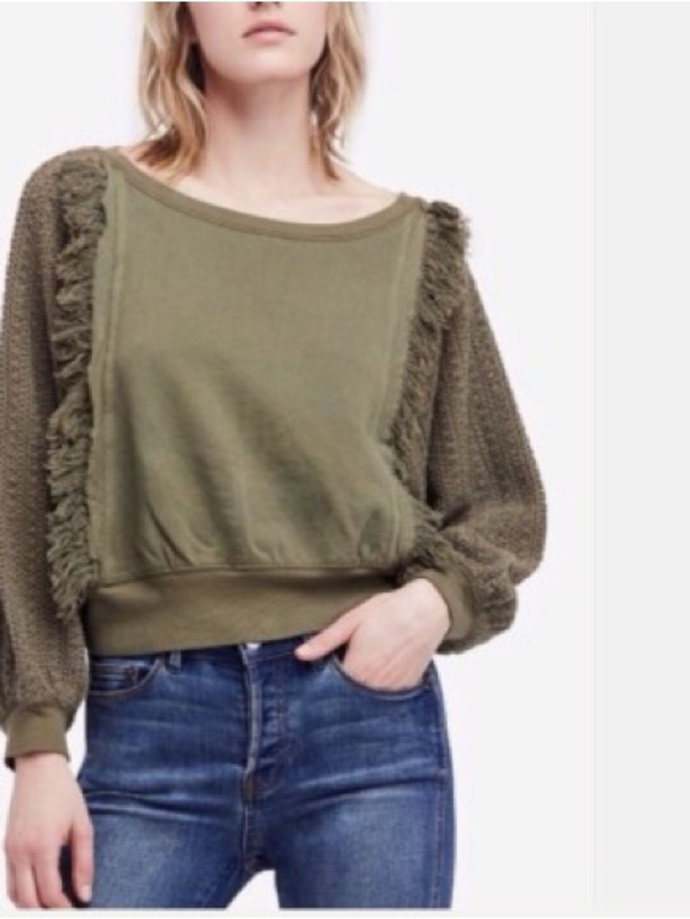 Free People Fringe Knit Sleeve Women’s Sweater